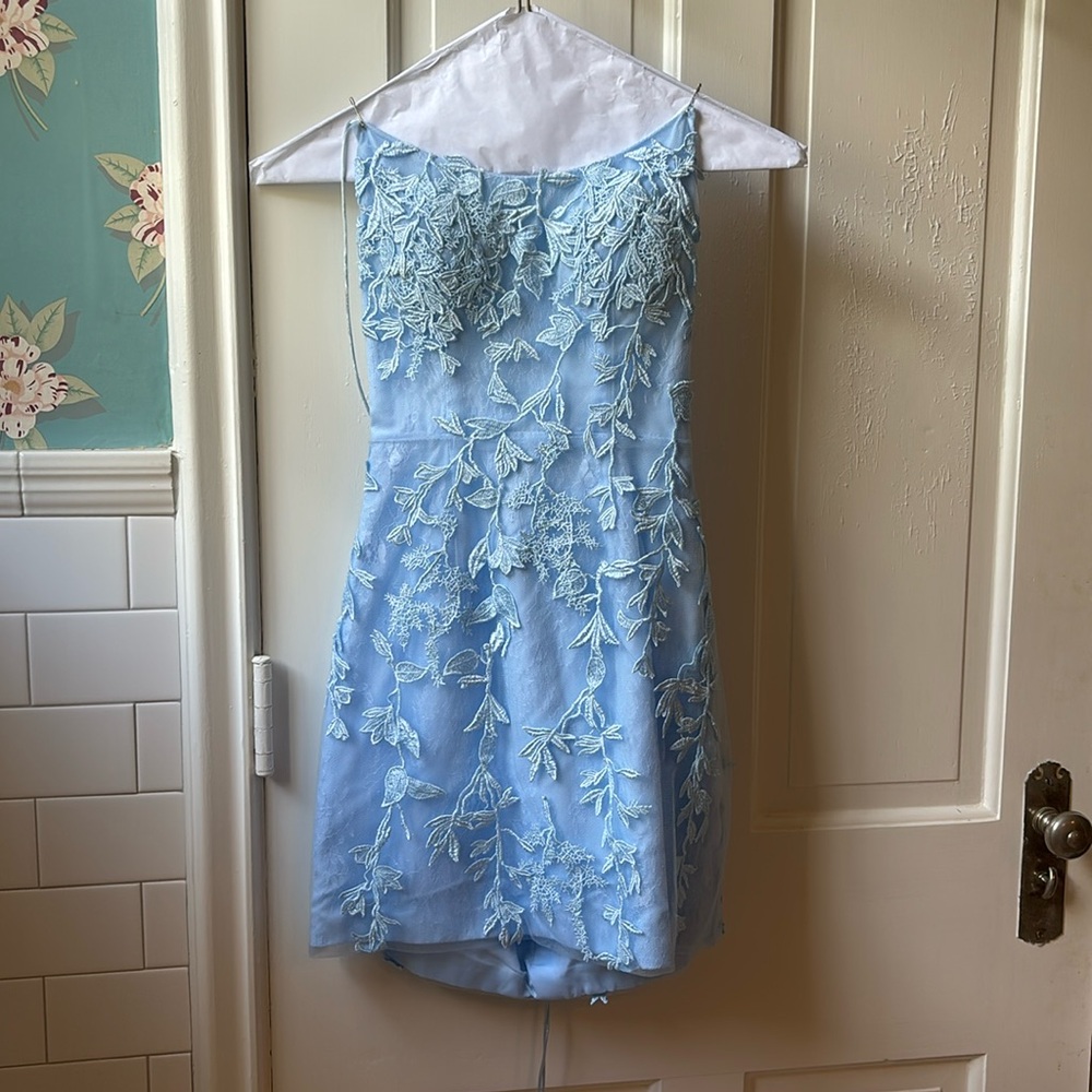Sky Blue Spaghetti Straps Bodycon Dress - Size US 2 - WORN ONCE
